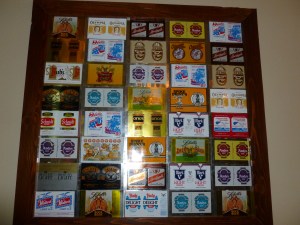 Just a few of the interesting beer labels which enhance the ambiance of Beer