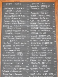 An extensive list of beers at the bar or to go.