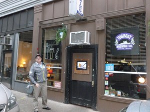 New City Club Executive Director, Sam Adams, at the entrance to the Tug Boat Brewery - right in Downtown PDX