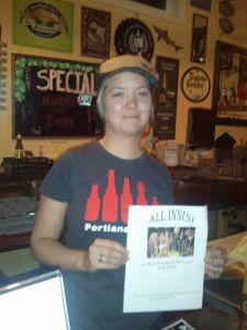 Our friendly bartender and Thebeerchaser logo