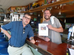 Bartender Chris and John Mansfield with Thebeerchaser logo