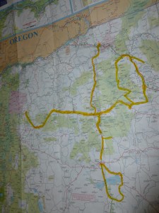 The Route - From Prinevill on the West to Baker on the East - Diamond in the South and ending at Pendleton (North)