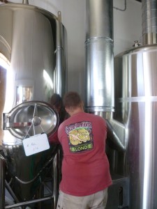 Johnny extracting a sample for us to taste.