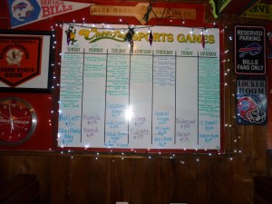 If it's a broadcast sporting event, you are probably going to see it on one of the 21 TVs.