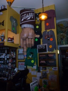 Beer memorabilia adds to the ambiance