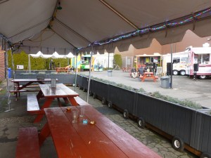 The patio and adjacent food carts