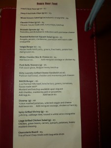 Impressive Happy Hour menu.