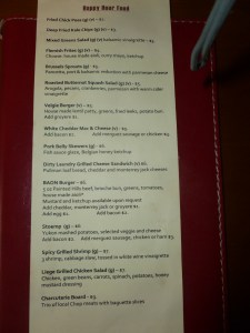 Impressive Happy Hour menu.