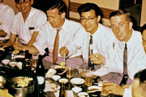 Faust at a liaison dinner with Japanese counter-intelligence personnel in Japan.