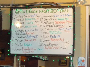 A robust selection of beers at the Green Dragon.