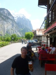 Thebeerchaser enjoying the scenery and a brewski outside the Horner Tavern in laldll Switzerland