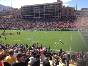 The Beavs beat the Buffaloes in Boulder - note the orange contingent on the right