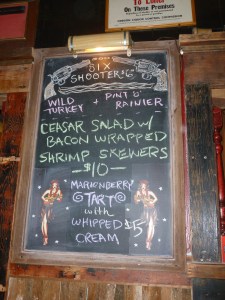 Menu specialty items...