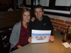 Laura Williams and Ryan Beerchasing at Quimbys