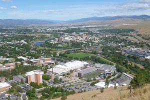 Looking down on Missoula and the University of Montana campus