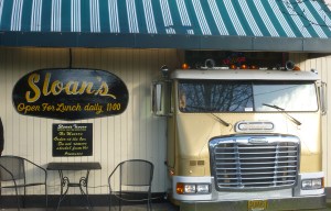 Evidence of the Freightliner legacy on the west wall of Sloans