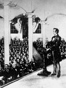 Cooper Union Website picture Abraham Lincoln speaking in Cooper Union's Great Hall February 27, 186