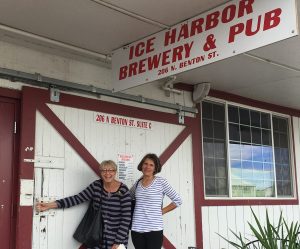 Pam Williams and Janet at the entrance to the historic depot
