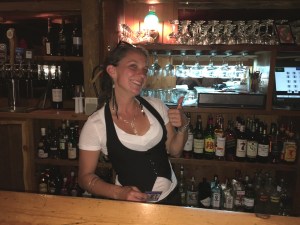 Jen - in full control of her bar.