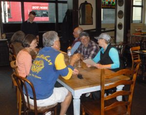 Enjoying a meal and a brew at the resurrected Produce Row