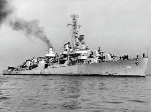 Public Domain - Wikimedia Commons (File:USS McGowan (DD-678) at sea, circa in 1945.jpg) US Navy